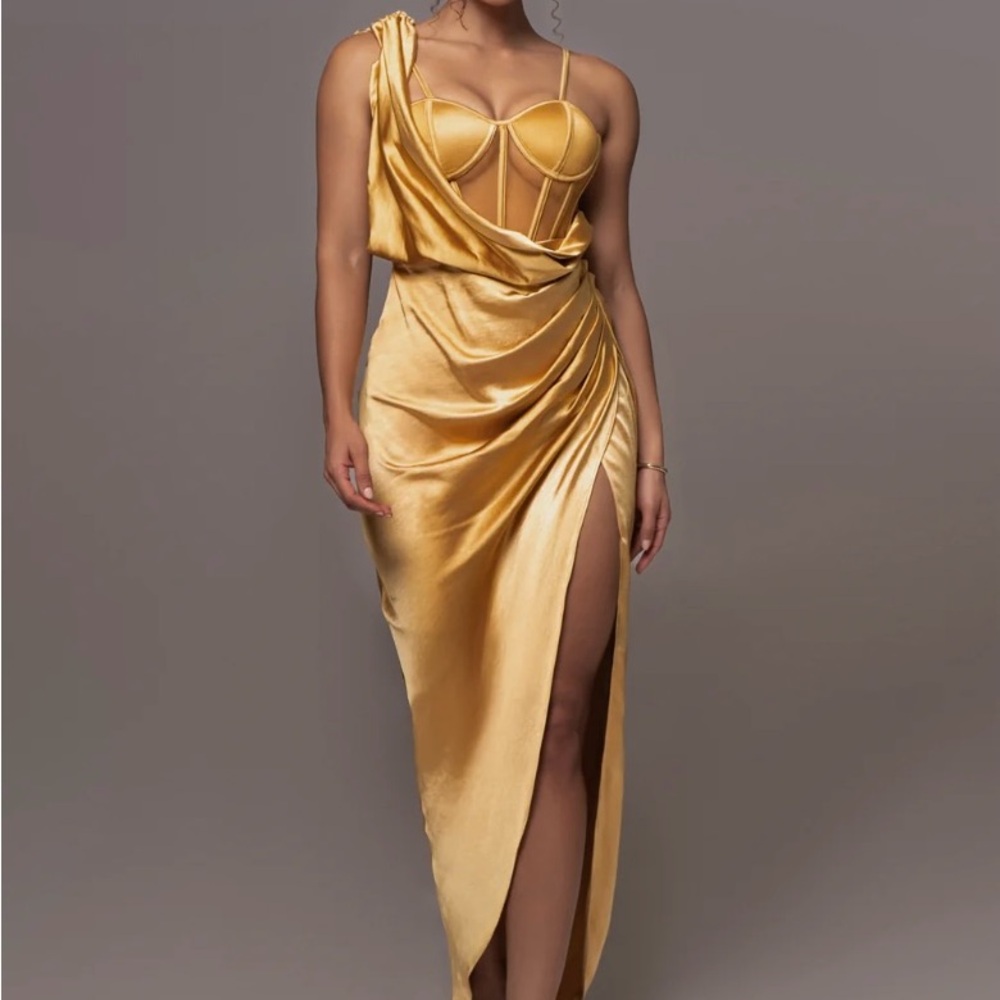 Yellow Anastacia Drape Maxi Dress